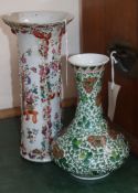 A Chinese famille verte vase and famille rose vase, 18th/19th century