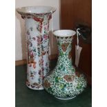 A Chinese famille verte vase and famille rose vase, 18th/19th century