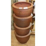 Four glazed earthenware garden planters diameter 30cm