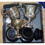 Three George V and later assorted silver trophy cups.