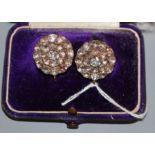 A pair of early 20th century old-cut diamond and yellow metal target earrings, 20mm.
