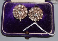 A pair of early 20th century old-cut diamond and yellow metal target earrings, 20mm.