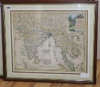 Emanuel Bowen, coloured engraving, Map of The Empire of The Great Mogul, 36 x 43cm