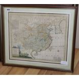 Emanuel Bowen, coloured engraving, Map of China, 36 x 44cm