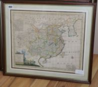 Emanuel Bowen, coloured engraving, Map of China, 36 x 44cm