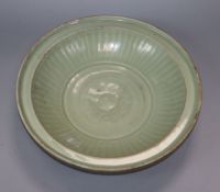 A Chinese Longquan celadon dish, Ming