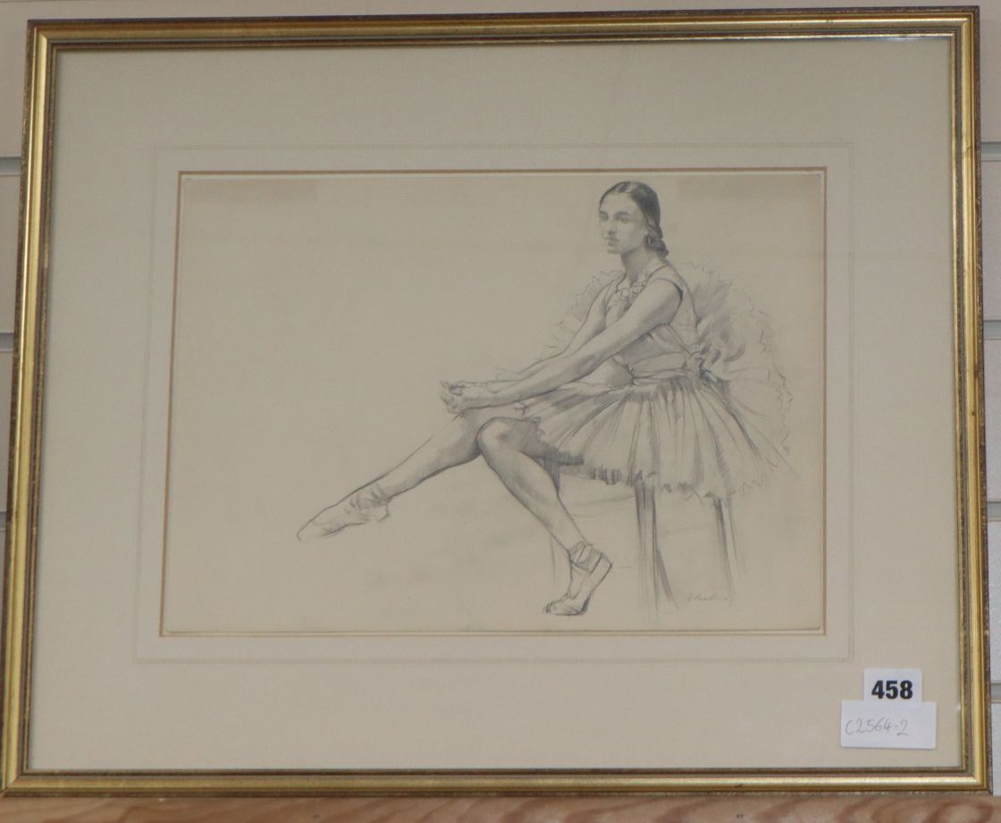 Arthur Bradbury (1892-1971), pencil drawing, The Ballet Dancer, signed, 25 x 36cm