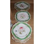 A Victorian Staffordshire sixteen piece floral painted part dessert service