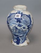 An 18th/19th century Delft blue and white vase height 22cm