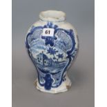 An 18th/19th century Delft blue and white vase height 22cm