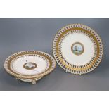 A Minton part dessert service, c.1900, each piece painted with Scottish views