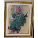 Roland Strasser (1895-1974), tempera, "Seated Mongolian Woman", signed, 61 x 46cm, Odon Wagner