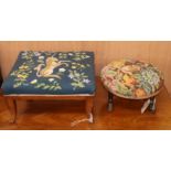 Two Victorian embroidered foot stools