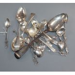 A set of five Australian sterling teaspoons by James Linton and a group of assorted silver and