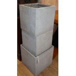 Six square faux lead planters largest W.38cm