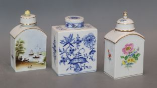 A Meissen tea caddy and two others
