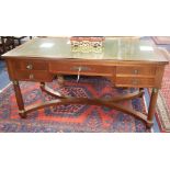 An Empire style mahogany kneehole desk W.150cm