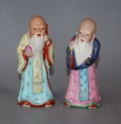 Two Chinese porcelain figures of a Sage height 14cm