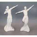 Two Coalport figures, Sporting elements - 'The Power Throw' and 'Achieving The Distance', modelled
