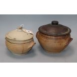 Two St. Ives pottery casserole dishes
