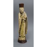 A Chinese lacquered ivory figure of Lu Dongbu, 19th century
