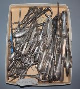 A large quantity of mainly silver handled nail implements.