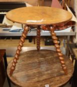 A Victorian circular burr walnut "Gypsy" table Diam.58cm