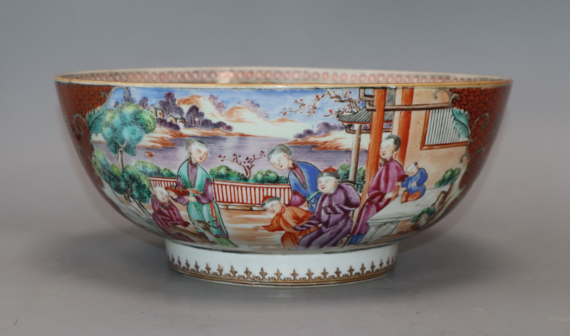 A Chinese famille rose mandarin bowl, Qianlong diameter 26cm