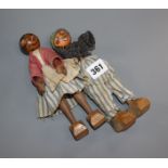 Two wooden figural puppets