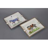 Hermes Paris. Two equestrian porcelain cigar ashtrays.