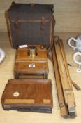 A 19th century Eugen Loeber plate camera and tripod stand