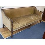A George III upholstered mahogany settee L.184cm