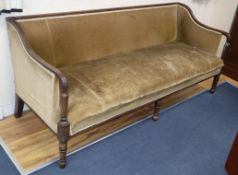 A George III upholstered mahogany settee L.184cm