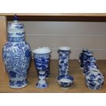 A quantity of 19th century and later Chinese blue and white vases