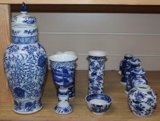 A quantity of 19th century and later Chinese blue and white vases
