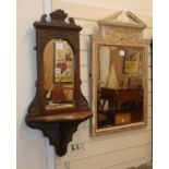 A Victorian carved mahogany mirrored wall bracket and a mirror largest H.88cm
