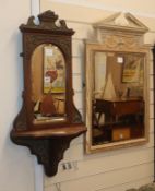 A Victorian carved mahogany mirrored wall bracket and a mirror largest H.88cm
