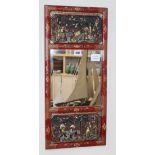 A Chinese polychrome lacquered wood panel, later inset with a mirror Provenance - The owner and
