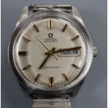 A gentleman's late 1960's stainless steel Omega Seamaster day/date automatic wrist watch, on
