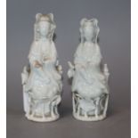 Two small blanc de chine figures of Guanyin, losses