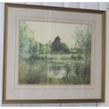 Susan Jackman, watercolour, Friston Church, signed, 37 x 46cm.