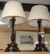 A pair of Regency style bronze table lamps