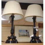 A pair of Regency style bronze table lamps