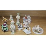 A group of ten English and Continental porcelain figures