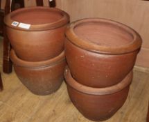 Four glazed earthenware garden planters Diam. 30cm