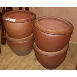 Four glazed earthenware garden planters Diam. 30cm