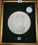 After John Henning. A glass paste portrait of Sir James Williams and John Gibson, a plaster portrait