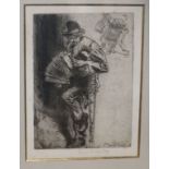 Frank Brangwyn, etching, The Beggar Musician 1911, signed in pencil, 25 x 19cm and Frank Brangwyn,
