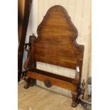 A George I design carved walnut bed frame W.110cm