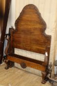 A George I design carved walnut bed frame W.110cm